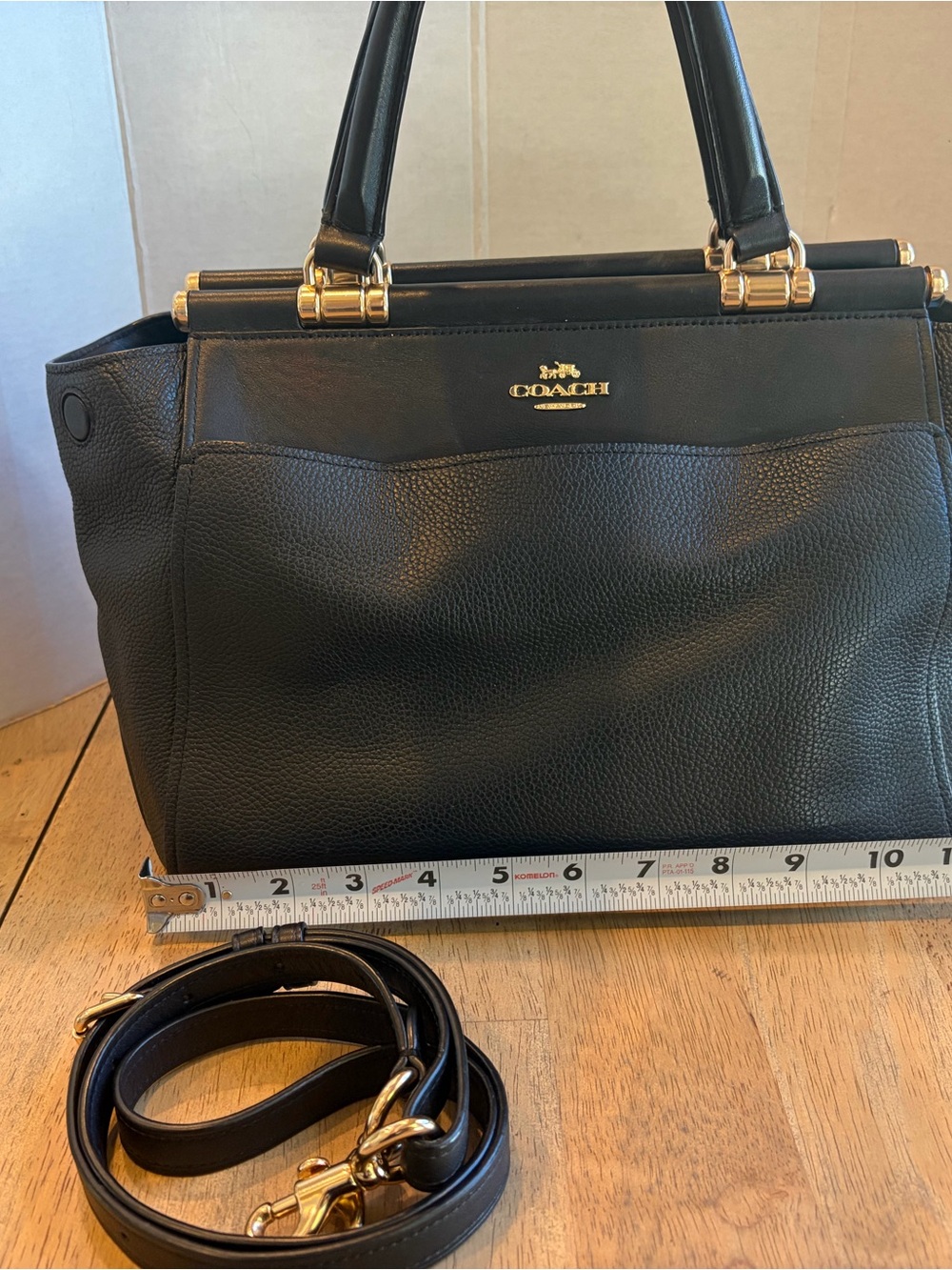 Coach Grace Black pebbled/smooth Leather Satchel with Gold Hardware